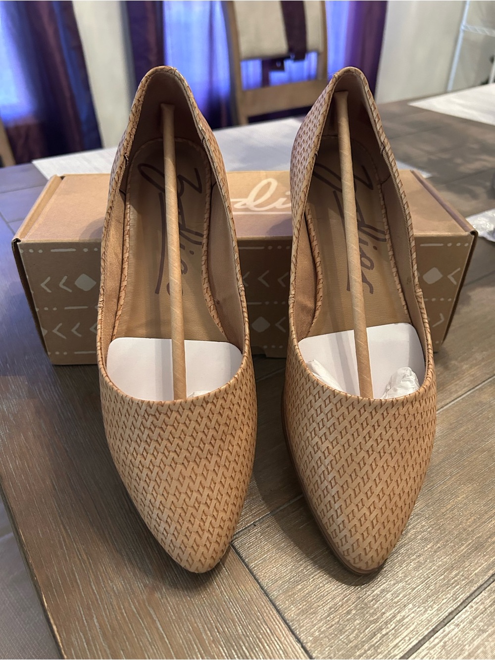 Zodiac Woven Pointed Toe Flats - Tan